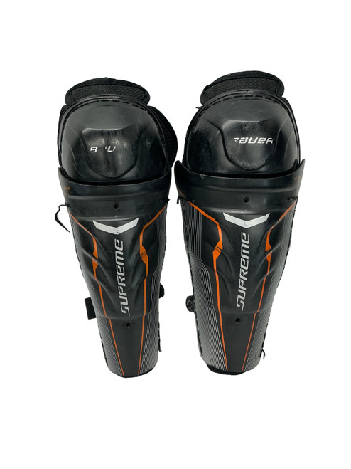 Vist Large View of Product Image Which is Used Bauer SUPREME Youth Shin Guards Black 9"