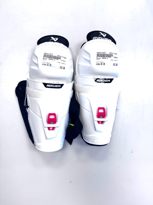 Vist Large View of Product Image Which is Used Bauer VAPOR X Junior Shin Guards White 10"