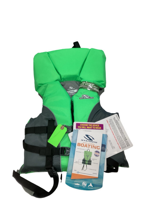 Vist Large View of Product Image Which is Used Stearns HEADS UP LIFE VEST Youth PFD Kelly green LG