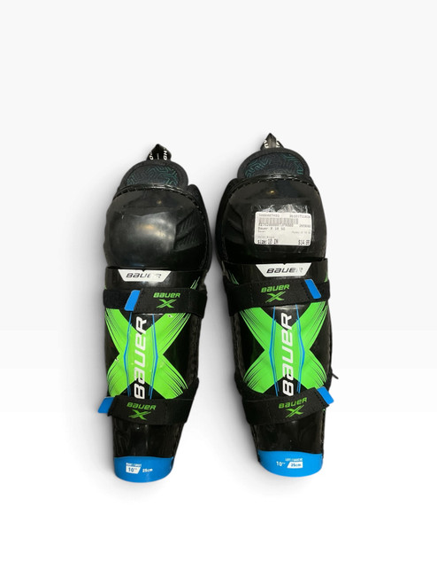 Vist Large View of Product Image Which is Used Bauer X 10 SG Youth Shin Guards Black 10"