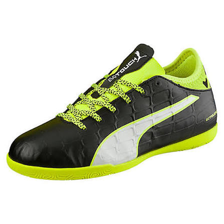 Vist Large View of Product Image Which is Used Puma EVOTOUCH 3 IT Soccer Indoor Shoes Black And Yellow Senior 9