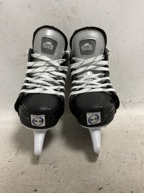 Vist Large View of Product Image Which is Used Lake Placid WIZARD 10-13 Youth Hockey Skate White/Black/Red Adjustable