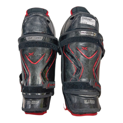 Vist Large View of Product Image Which is Used Bauer X LITE VELOCITY Senior Shin Guards Black 13"