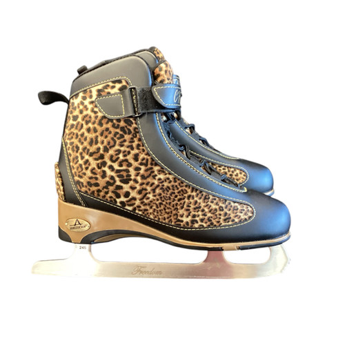 Vist Large View of Product Image Which is Used American Athletic CHEETAH WomensFigure Skate Brown Senior 8