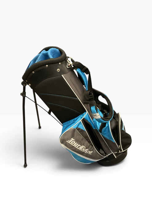 Vist Large View of Product Image Which is Used Tour Edge STAND BAG 7 CAVITY Mens Stand Bag Black And Carolina Blue