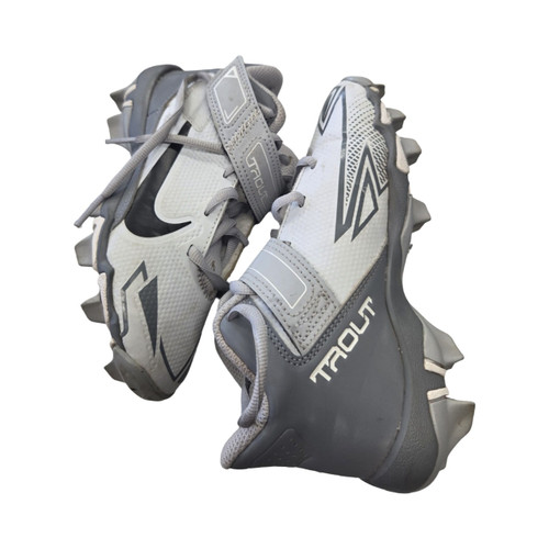 Vist Large View of Product Image Which is Used Nike NIKE TROUT SZ YTH13 BB/SB Cleats Grey Youth 13.0