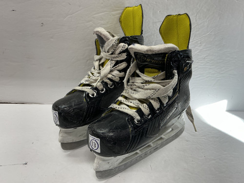 Vist Large View of Product Image Which is Used Bauer SUPREME S27 Youth Hockey Skate Black And Yellow Youth 13.0