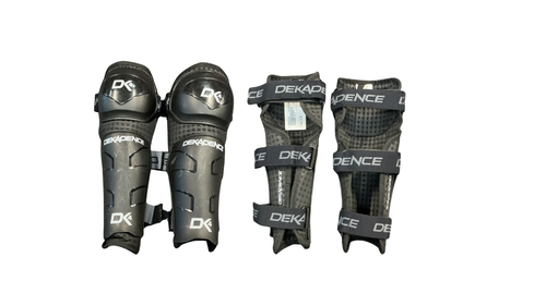 Vist Large View of Product Image Which is Used DEKADENCE DK 4 Junior Shin Guards Black 12"
