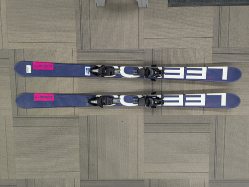Vist Large View of Product Image Which is Used Elan LEELOO SKIS Womens DH Ski/Binding Neon Pink And Navy Blue 165 cm