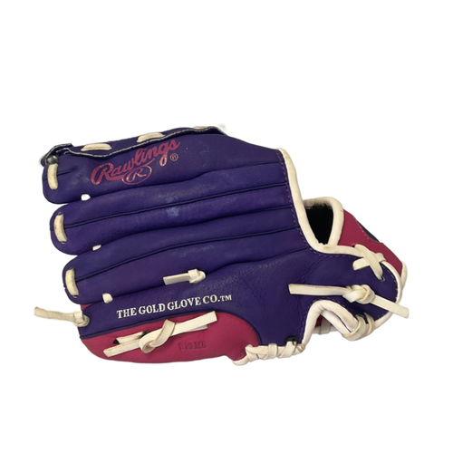 Vist Large View of Product Image Which is Used Rawlings HIGHLIGHT HFP10PPW BB/SB Glove RH Throw Neon Pink And Navy Blue 10"