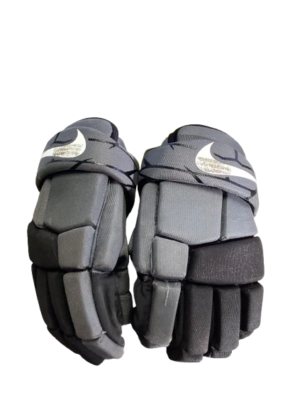 Vist Large View of Product Image Which is Used Nike GLOVES Lacrosse Gloves Junior Black And Grey MD