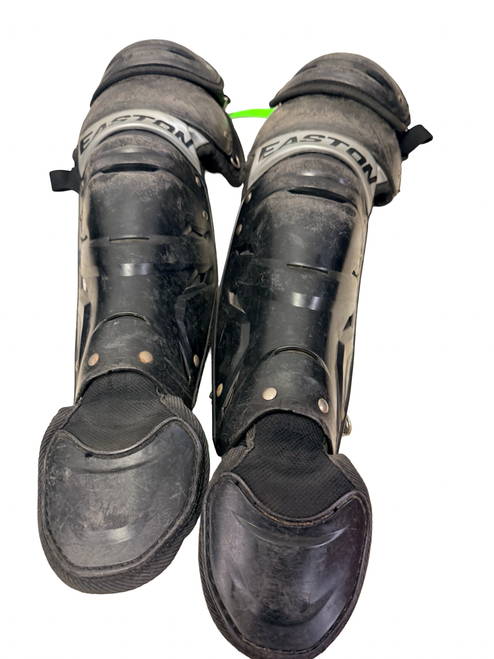 Vist Large View of Product Image Which is Used Easton GAMETIME Intermediate Baseball Catchers Leg Guards Black Age 12-15