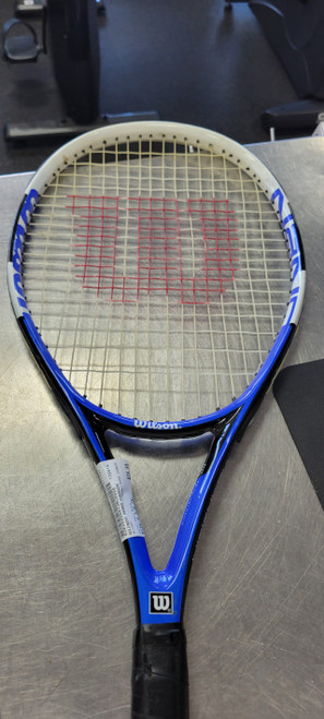 Vist Large View of Product Image Which is Used Wilson NANO CARBON Adult Tennis Racquet Navy Blue 4 3/8"