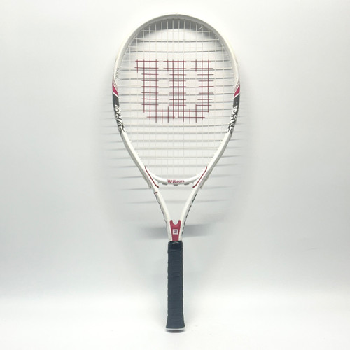 Vist Large View of Product Image Which is Used Wilson HOPE Adult Tennis Racquet White 4 1/4"