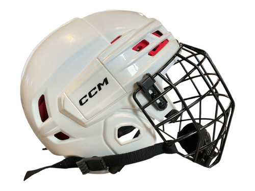 Vist Large View of Product Image Which is Used CCM TACKS 70 Helmet Cage Combo White SM