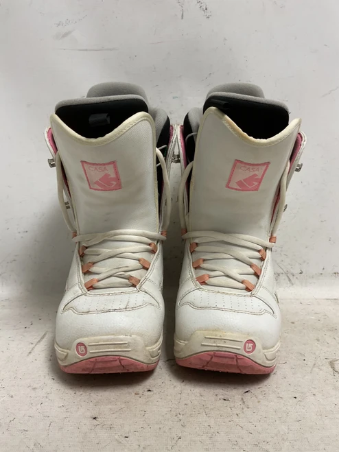 Vist Large View of Product Image Which is Used Burton CASA Womens Snowboard Boots White And Pink Senior 7