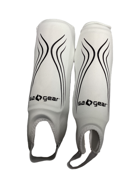 Vist Large View of Product Image Which is Used Soccer Shin Guards Adult White MD