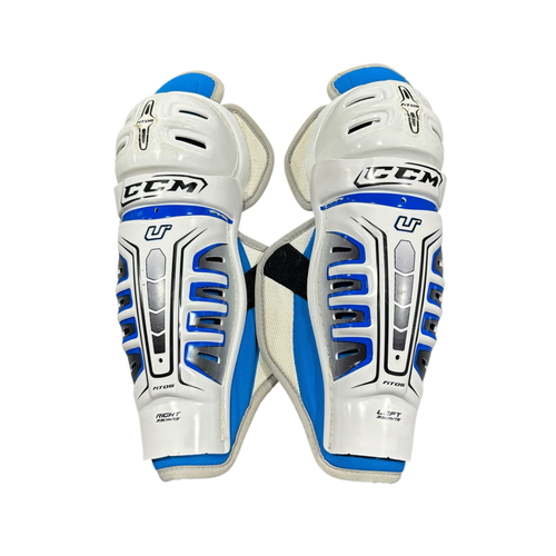 Vist Large View of Product Image Which is Used CCM U+ FIT O5 Senior Shin Guards White 13"