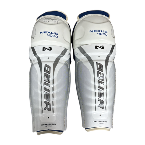 Vist Large View of Product Image Which is Used Bauer NEXUS 4000 Senior Hockey Shin Guards Navy Blue 13"