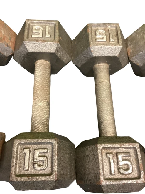 Vist Large View of Product Image Which is Used Hex Dumbbell (Each) 15 lb