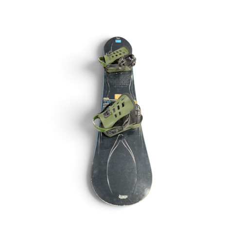 Vist Large View of Product Image Which is Used Ride TMS Mens Snowboard with Bindings Black 159 cm, top view with bindings