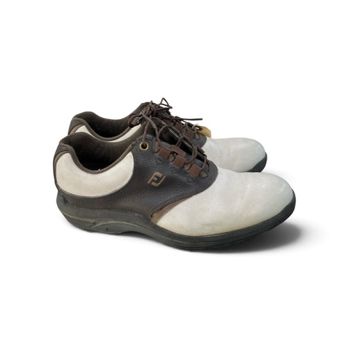 Vist Large View of Product Image Which is Used FootJoy Mens Golf Shoes Brown Senior Size 8.5, side view, pair