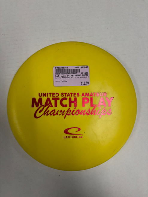 Vist Large View of Product Image Which is Used Latitude 64 KEYSTONE PUTTER US AMATEUR MATCH PLAY Disc Golf Putter Yellow