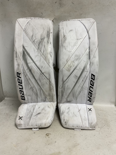 Vist Large View of Product Image Which is Used Bauer VAPOR X5 PRO Goalie Leg Pads Senior White 34"