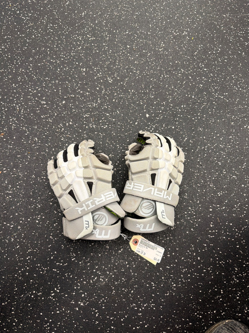 Vist Large View of Product Image Which is Used Maverik MX Lacrosse Gloves Junior Grey 10"