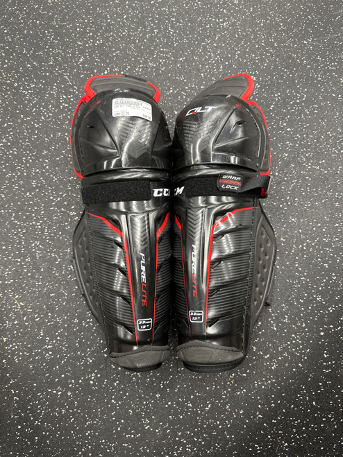 Vist Large View of Product Image Which is Used CCM QLT PURE ELITE Senior Shin Guards Black 13"