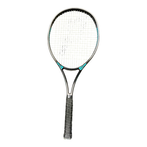 Vist Large View of Product Image Which is Used Prince Graphite Sport Adult Tennis Racquet Grey/Teal Grip Size 4 3/8", full length view