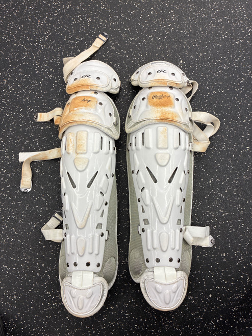 Vist Large View of Product Image Which is Used Rawlings Catchers Leg Guards White Intermed