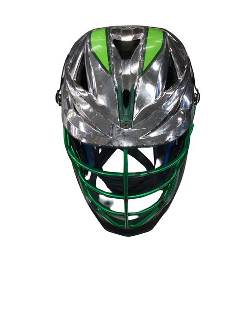Vist Large View of Product Image Which is Used Cascade XRS Lacrosse Helmet Green And Chrome One Size