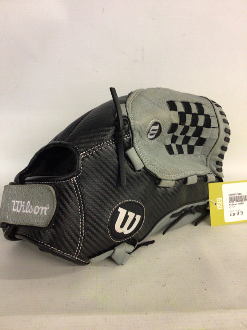 Vist Large View of Product Image Which is Used Wilson A360 BB/SB Glove RH Throw Black 14"