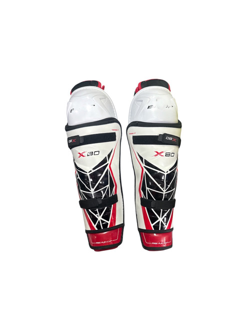 Vist Large View of Product Image Which is Used Bauer X80 Senior Shin Guards White 17"