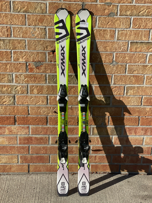 Vist Large View of Product Image Which is Used Salomon XMAX Boys DH Ski/Binding Yellow 130 cm