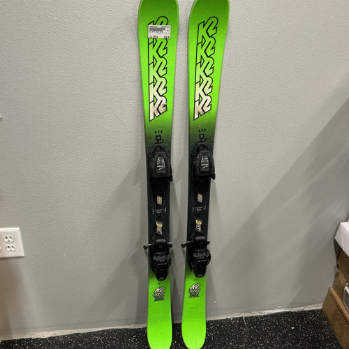 Vist Large View of Product Image Which is Used K2 JUVY TWIN TIPS Boys DH Ski/Binding Green 129 cm
