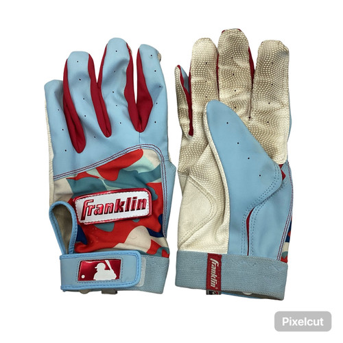 Vist Large View of Product Image Which is Used Franklin BB/SB Batting Gloves White/Red/Navy XL