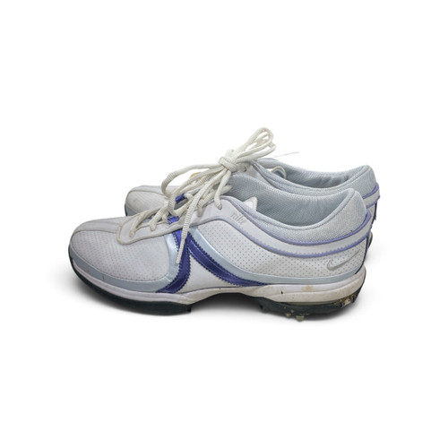 Vist Large View of Product Image Which is Used Nike Womens Golf Shoes White/Purple Senior Size 7, side view