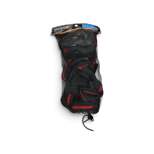 Vist Large View of Product Image Which is Used Inline Skating Protective Pad Set Black MD, pads in mesh bag