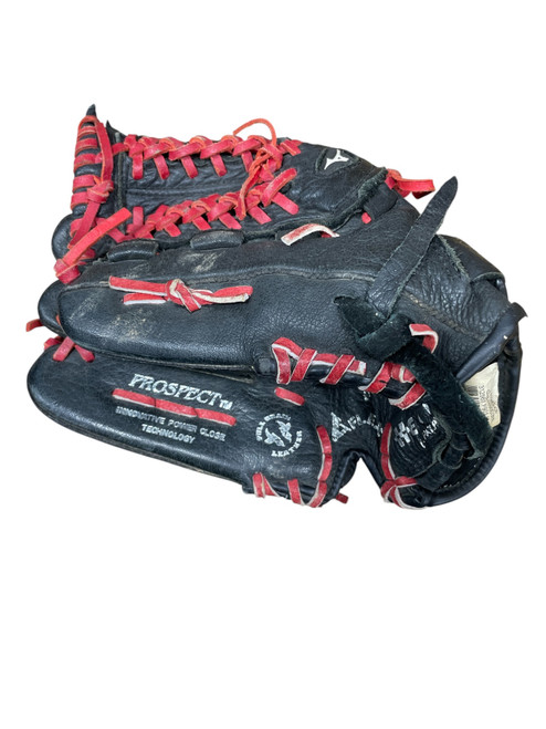 Vist Large View of Product Image Which is Used Mizuno Prospect GPL 1150D3 Youth BB/SB Glove LH Throw Black 11 1/2", thumb side view