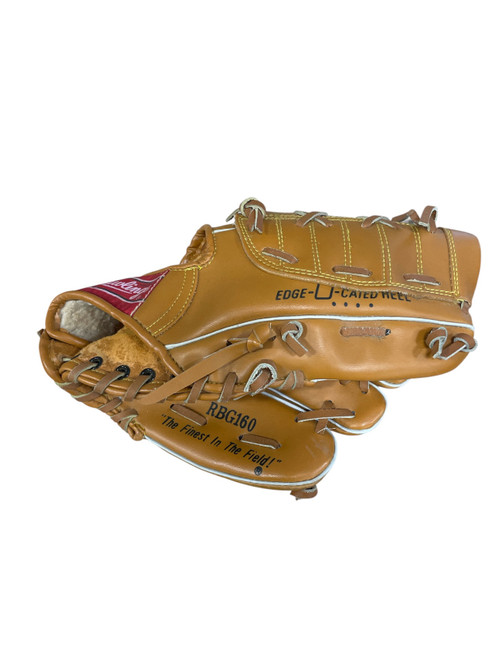Vist Large View of Product Image Which is Used Rawlings RBG160 Youth Baseball/Softball (BB/SB) Glove RH Throw Brown 10 1/2", thumb side view