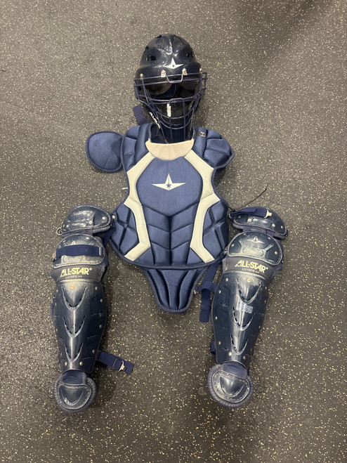 Vist Large View of Product Image Which is Used All-Star YOUTH CATCHERS SET Catchers Helmet w/Mask Navy Blue One Size