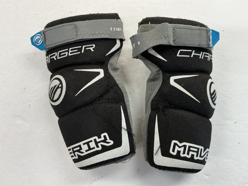 Vist Large View of Product Image Which is Used Maverik CHARGER Lacrosse Arm Pads/Guards Black And White MD