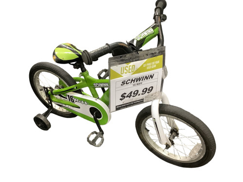 Vist Large View of Product Image Which is Used Schwinn 16 RIFF Road Bike Boys Green 14"