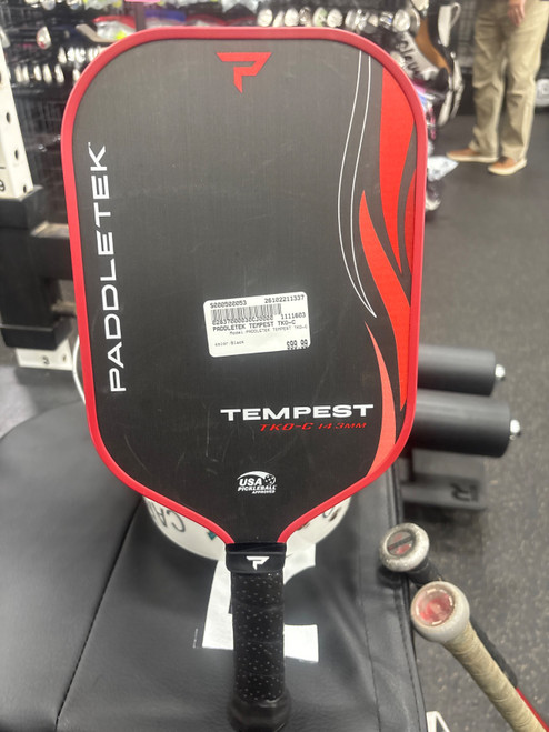 Vist Large View of Product Image Which is Used PADDLETEK TEMPEST TKO-C Pickleball Racquet Black