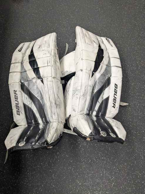 Vist Large View of Product Image Which is Used Bauer REACTOR 2000 Goalie Leg Pads Junior White 26"