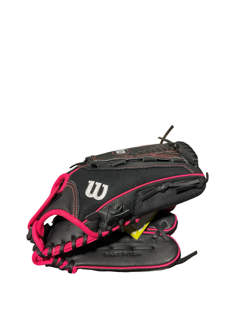 Vist Large View of Product Image Which is Used Wilson FLASH FASTPITCH BB/SB Glove RH Throw Black 12"