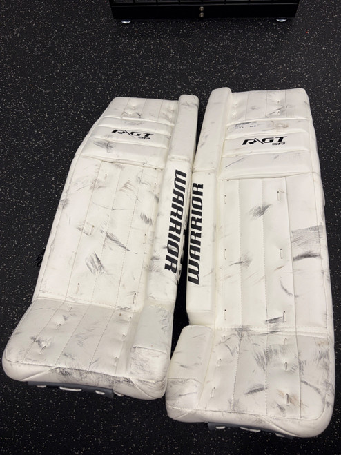 Vist Large View of Product Image Which is Used Warrior R\GT Goalie Leg Pads Senior White 36"