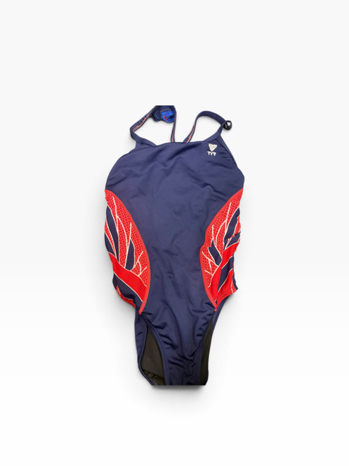 Vist Large View of Product Image Which is Used TYR Womens Swim Suit Navy Blue MD